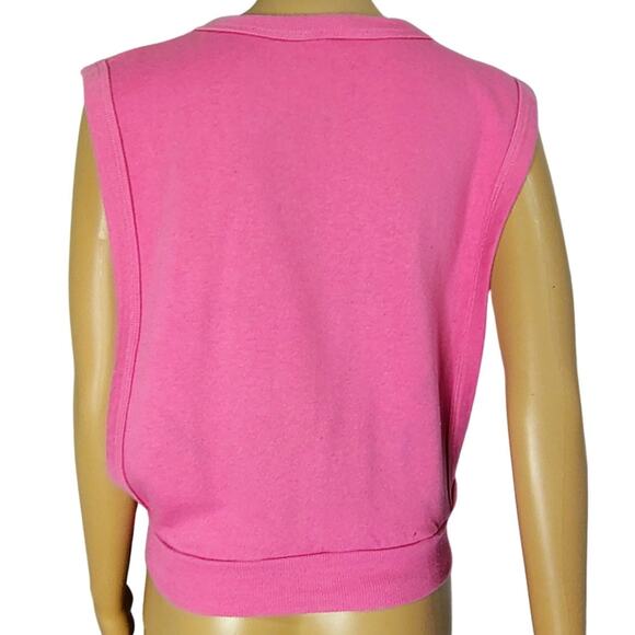 1990s Vintage Pink Sleeveless Top Open Sides Sweatshirt Size Small - Picture 5 of 6